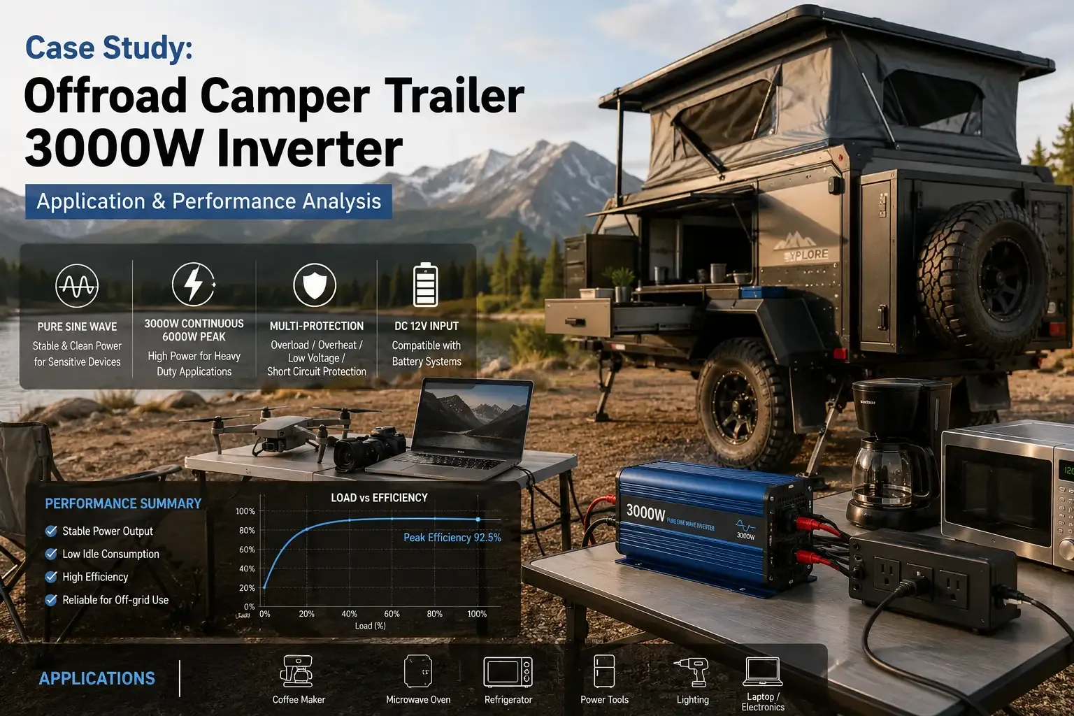 Offroad Camper Trailer 3000W Inverter Application & Performance Analysis
